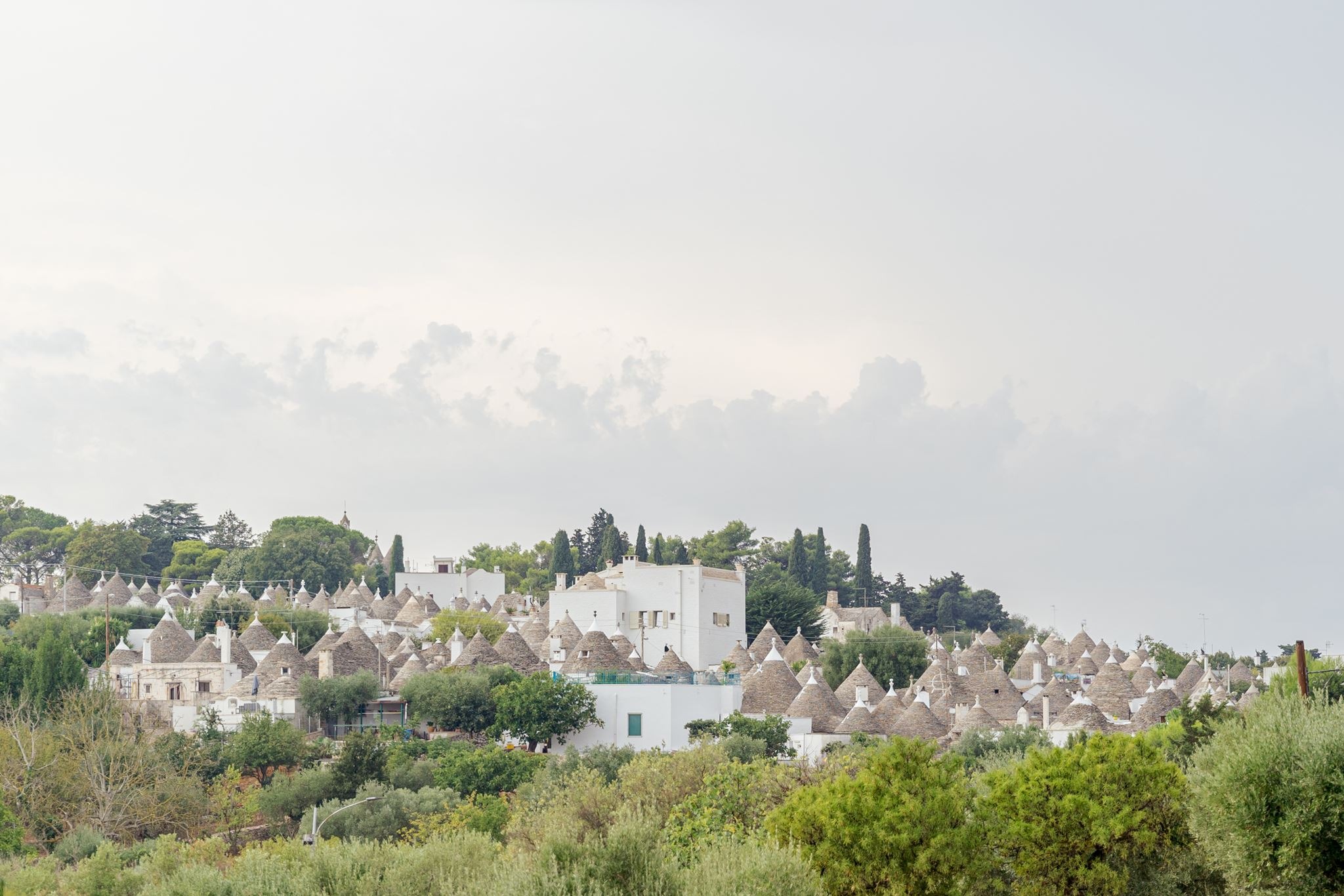 The traditional conical trulli rooftops of Alberobello